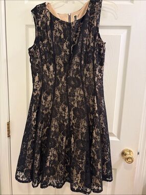 Black Lace Dress with Tan Lining